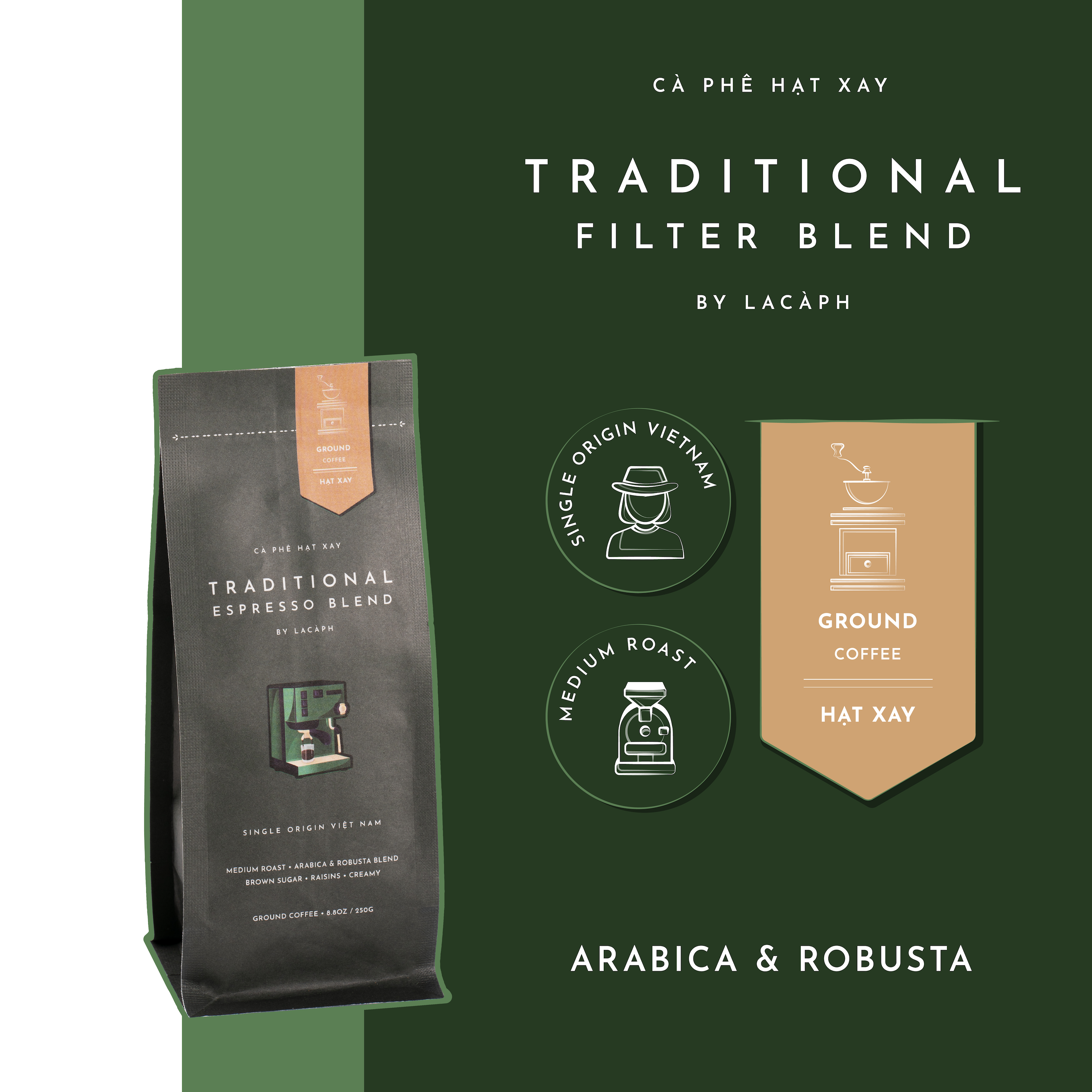 TRADITIONAL ESPRESSO BLEND (70% ARABICA, 30% ROBUSTA)