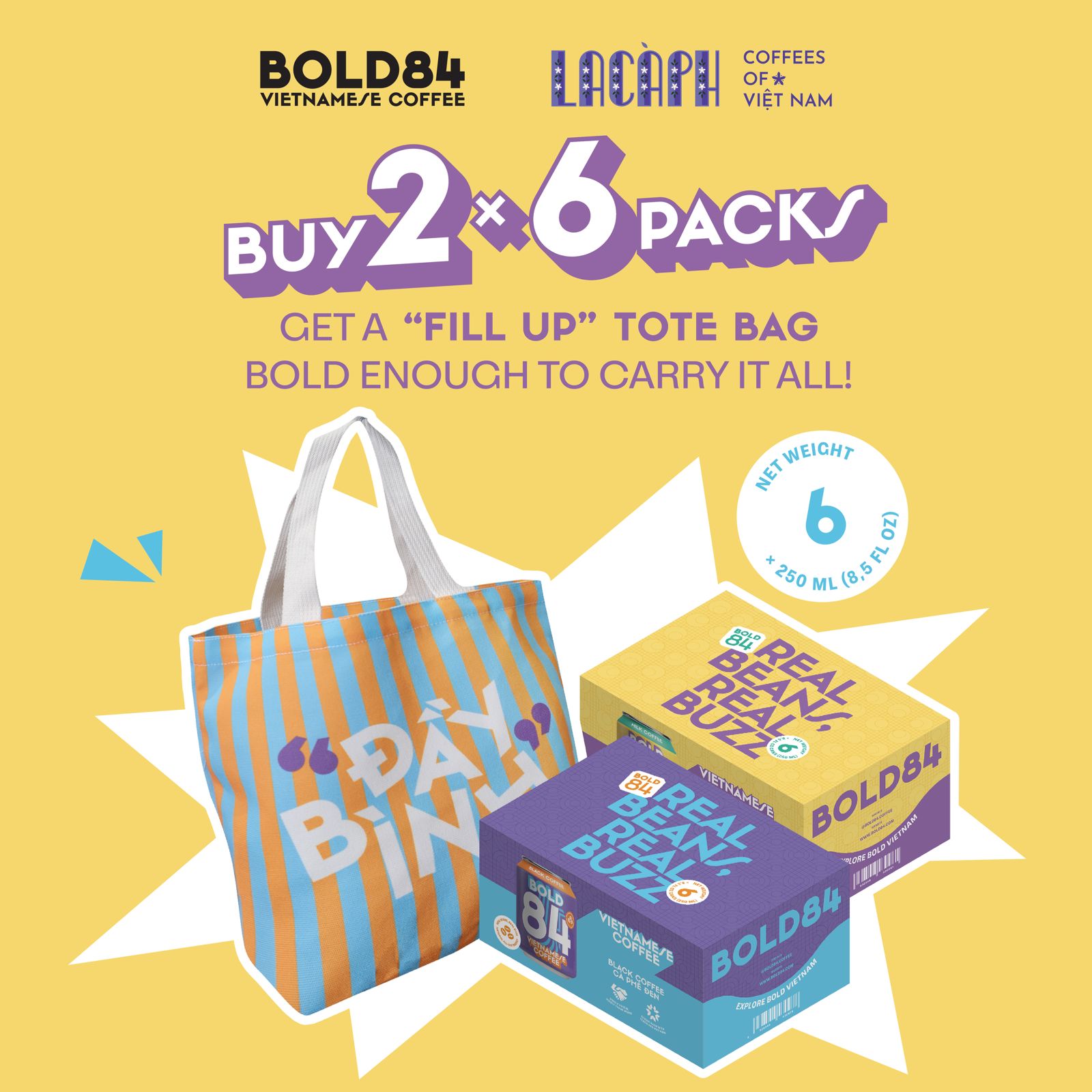 BOLD84 TWO x 6 PACKS w/ FREE TOTE BAG